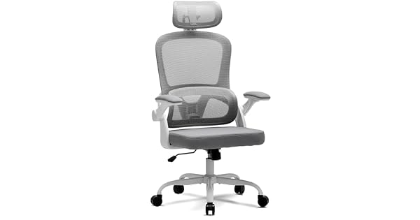 Magic Life Silla de Oficina ergonmica con cojn elstico Respaldo de Malla Transpirable reposabrazos Plegables Soporte Lumbar Altura Ajustable Silla de Escritorio para Oficina y hogar