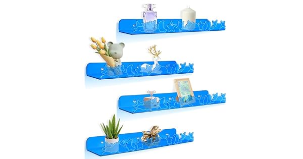 Estantera Pared de Acrlico 4 Piezas 40x9 cm Adecuado para Libros Juguetes Fotos y Cosmticos Estante Flotante de Acrlico Impermeable para Bao Dormitorio Sala de Estar y Habitacin
