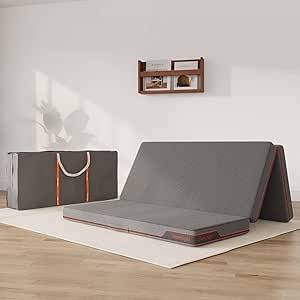 Sweetnight Folding Memory Foam Mattress 120 x 190 cm, Thickness 10 cm, Three-Part Guest Folding Mattress with Carry Bag, Comfortable and Breathable Cover, 120 x 190 x 10 cm | Comfortable and breathable, adapts to the curves of the body, includes storage b