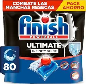 Finish Powerball Ultimate Infinity Shine Dishwasher Tablets with Grease Remover and Glass Protection, 80 Tablets