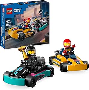 LEGO City Karts and Racing Drivers, 2 Mini Toy Karts, Building Set with 2 Minifigures of Pilots, Racing Cars, Gift for Boys and Girls 5 Years Old and Over 60400