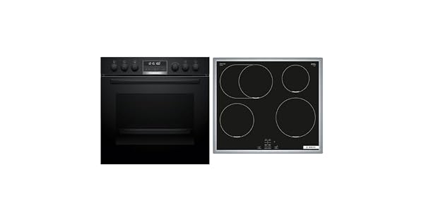 Bosch HND675LS62  Juego de cocina empotrable HEG578BB4 60 x 60 cm aire caliente 3D hidrlisis y pirlisis autolimpieza placa de induccin NIF645CB5E marco de acero inoxidable