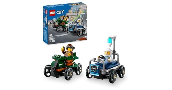 LEGO City Pack de Coches de Carreras Avin vs Cama de Hospital de Juguete Autos Locos de Carreras con 2 Minifiguras de Piloto y Paciente Regalo para Nios y Nias de 5 Aos o Ms 60459