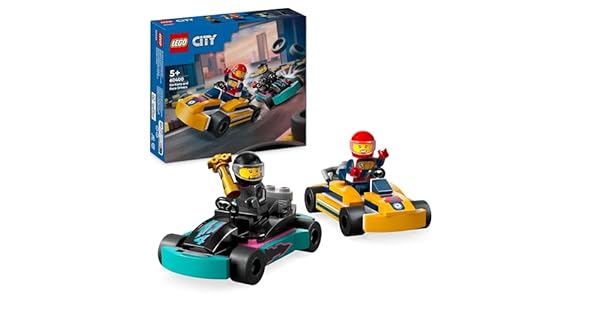 LEGO City Karts y Pilotos de Carreras 2 Minikarts de Juguete Juego de Construccin con 2 Minifiguras de Pilotos Coches de Competicin Regalo para Nios y Nias de 5 Aos o Ms 60400
