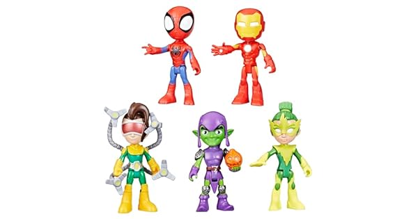 Hasbro Spidey and His Amazing Friends Pack de Amigos y Enemigos de Spidey 5 Figuras de Accin de Superhroes y Villanos de 10 cm Juguete de Superhroes Nios y Nias de 3 Aos o Ms