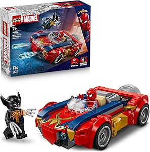 LEGO | Marvel Spider-Man vs. Venomized Wolverine Car - Superhero Toy with Model Car, 2 Minifigures and 2 Cannons - Gift for Kids & Fans of 7+ Years Old - 76336
