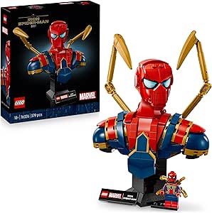 LEGO Marvel Bust of Iron Spider-Man - Adult Model of Superhero Figure with 2 Moving Arms, Rotating Head and Minifigure - Avengers Collection Gift for Men and Women 76326
