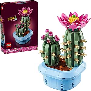 LEGO Botanicals Flowering Cactus - Artificial Potted Plant with 2 Cactus and Flowers - Room Decor - Birthday Gift for 9+ Year Old Girls and Plant Lovers - 11509