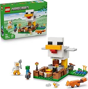 LEGO Minecraft The Chicken Farm - Toy Farm with Chicken Fan Minifigures, Baby Zombie and Fox Figure - Gamer Gift for Boys and Girls Ages 7+ - 21585
