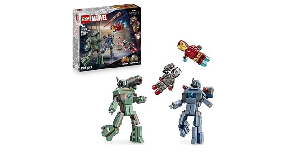 LEGO  Marvel Iron Man  War Machine vs Hammer Drones  Building Toy with 2 Minifigures  2 Action Figures with Stud Shooters  Super Hero Gift for 7 Year Old Boys  76320