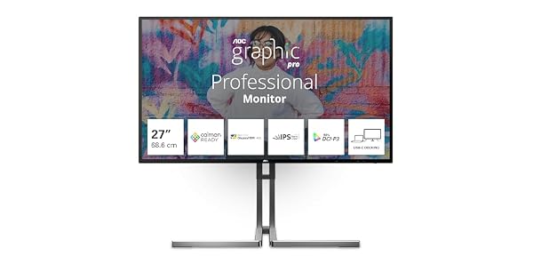 AOC U27U3CV Monitor 27 Pulgadas 60Hz Panel Nano IPS 4ms GtG VESA HDR400 Certified Altavoces Altura Ajustable 3840x2160 HDMI 2X 20 DP 1x 14 USB Hub NegroPlateado
