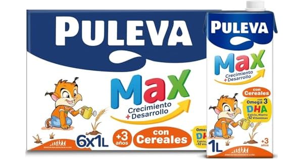 Puleva Max Leche de Crecimiento y Desarrollo con Cereales  Pack 6 x 1Lt