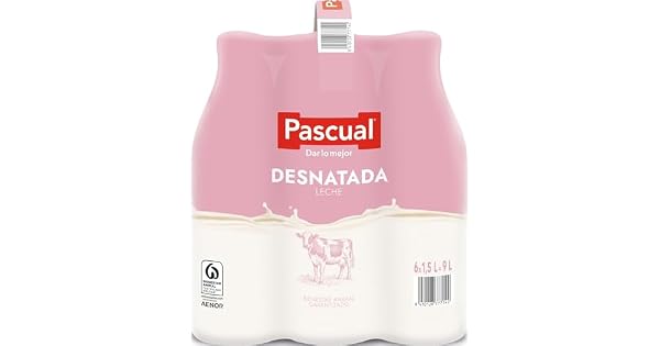 Leche Pascual  Leche Desnatada  Bienestar Animal  Pack 6 x 15L  Ideal para nios y adultos Producto Natural y Saludable