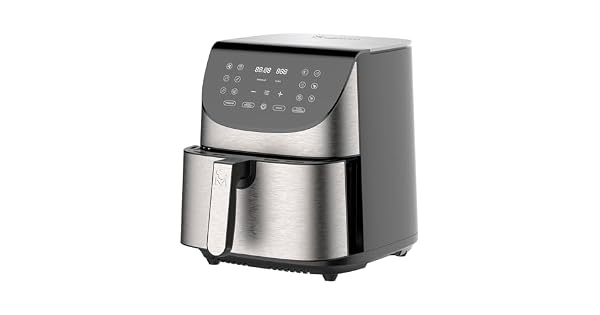 MasterPro ROCKET 700  Freidora de Aire 1800W 7L  12 Programas  Pantalla LED Tctil  Temperatura Ajustable  Recetario Online  Fcil Limpieza
