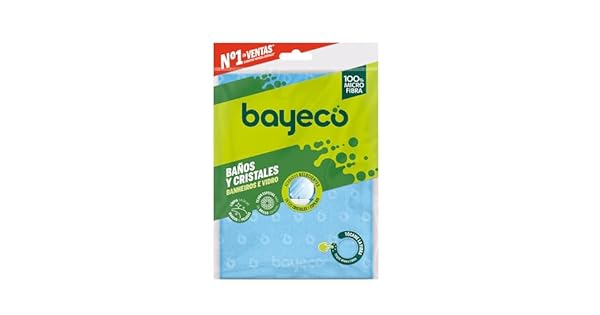 Bayeco  Bayeta cristales y baos  Solucin perfecta para espejos cristales y limpieza del bao  Bayeta microfibra con gran capacidad de absorcin  No deja marcas y pelusas  1 unidad
