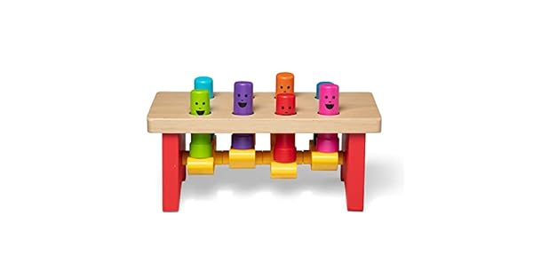 Melissa  Doug Banco de Trabajo para martillear Juguete Infantil de Madera Juguete clsico Juguete Educativo Montessori Juguetes de Desarrollo Regalo para nios y nias de 2 3 4 Aos