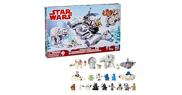 Hasbro Disney Star Wars Calendario de Aviento 24 Sorpresas Juguetes para Nios y Nias de 4 Aos Minifiguras Vehculos y Tablero Regalos de Pap Noel