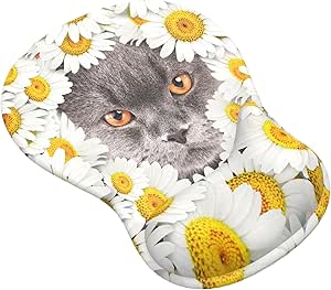 Gel Wrist Rest Mouse Pad, Ergonomic Soft Fabric Mouse Pad and Raised Curved Design for Home and Gaming (Cat 3)
