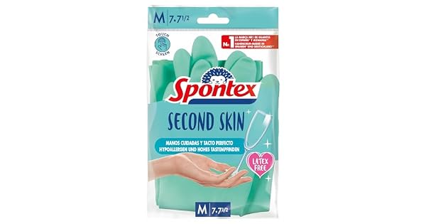 Spontex  Guantes de Limpieza sin Ltex Segunda Piel Talla M 2 Unidades