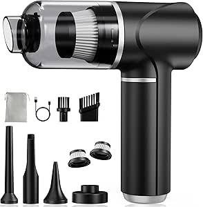 Aspiradora de Mano 30kPa Aspirador Coche sin Cable Potente | Mini Portátil Recargable con Motor sin Escobillas para Coche Oficina Hogar Cocina Pelo de Mascota (Optimizado)