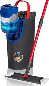Vileda H2Pro Flat Mop System, Microfiber Grey and Blue | Separate clean and dirty water | One hand wringing | Compact storage | Washable microfiber | Water saving up to 75%