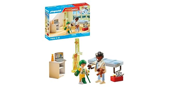 PLAYMOBIL Action Heroes 71619 Pediatra con Osito de Peluche Hecho de ms del 80 de Materiales reciclados y de Base biolgica Juguetes para nios y nias a Partir de 4 aos