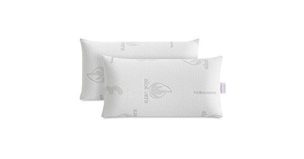 Todocama Almohada Viscoelstica Aloe Vera Pack 2 Unidades 70 cm Ncleo Compacto Viscoelstico para Cervicales y Cuello Firmeza MediaAlta Doble Funda con Cremallera