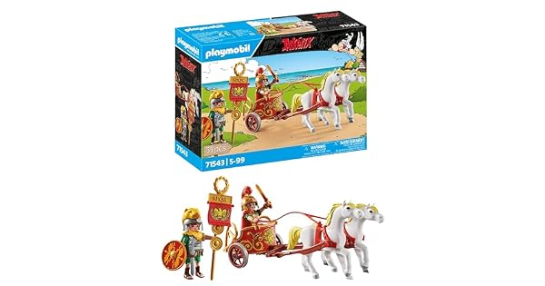 PLAYMOBIL Asterix 71543 Cuadriga Romana Viaje a travs de la Tierra Incluyendo Cascos brazaletes y Capa Removibles detallados Juguetes para nios a Partir de 5 aos