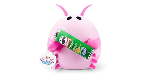 Snackles Serie 2 de 35 cm Snackle de ZURU mueco blandito y achuchable de Peluche 35 cm con Accesorio de Snack de Marca Pink Shrimp Pringles Sour Cream  Onion