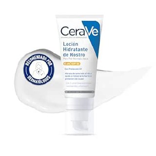CeraVe, Loción Hidratante de Rostro SPF 50, Para Piel Normal a Seca, Hidratación y Alta Protección Contra los Rayos UVB/UVA, Enriquecida con Ceramidas, 52ml