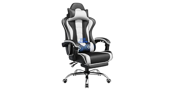 Yaheetech Silla Gaming con Masajeador Silla Oficina con Reposapis Blanco