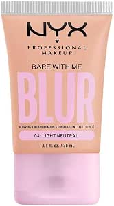 NYX Professional Makeup Bare with Me Blur Skin Tint, Blending Foundation, Hydration up to 12H, Matte Finish, Tone: Lt Neutral