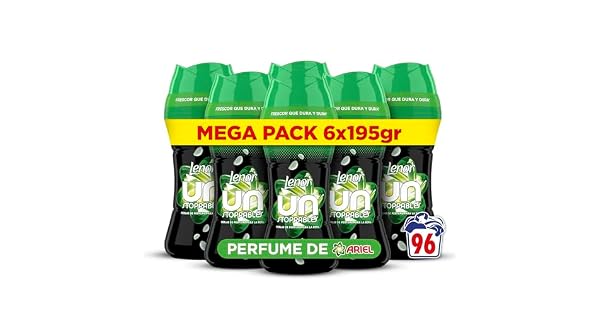 LENOR UNstoppables Perlas de Perfume para la Ropa 96 Lavados 6 x 195g Suavizante con Fragancia Ariel Potenciador de Frescor