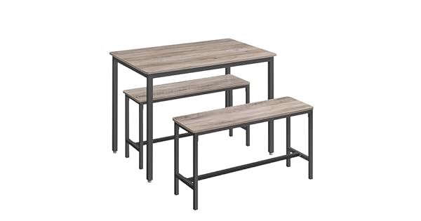 VASAGLE Conjunto de Mesa de Comedor y 2 Sillas Marco de Acero