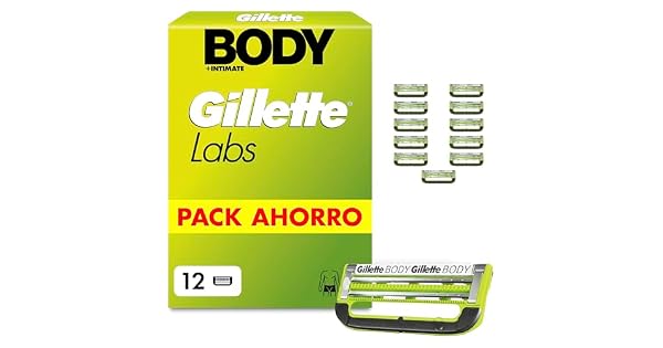 GilletteLabs Body  Intimate Cuchillas de Afeitar Cuerpo Hombre Pack de 12