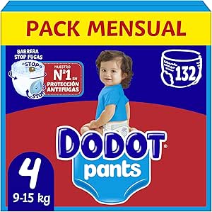 Dodot Baby Pants Diapers, Size 4, 9-15 kg, 132 Diapers, 360° Fit Anti-Leak