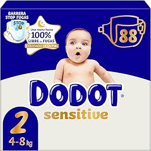 Dodot Sensitive Size 2, 88 Nappies, 4kg-8kg