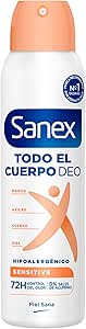 Sanex Deo Sensitive Whole Body Spray 150 ml, Deodorant Hands, Armpits, Body and Feet, 72H Odor Protection Clinically Proven, Hypoallergenic, Skin-friendly, Dermatologically Tested