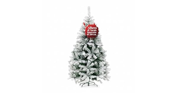 Avilia rbol de Navidad Artificial nevado de 210 cm con 1078 Ramas Interiores Listo para ser Decorado con Luces y Adornos navideos con Base de Metal e injerto fcil dimetro 110 cm