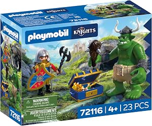 PLAYMOBIL Knights | Lion Knight Treasure Troll | Troll Figure with Moving Mace and Treasure Chest | Knight Toy for Children Ages 4 Years Old | 72116
