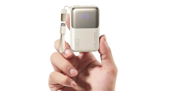INIU Power Bank Ultra Mini 45W Carga Rpida 10000mAh Bateria Externa con Cable USB C Desmontable Apto para Avin  Esenciales de Viaje Bateria Portatil para iPhone 17 16 Xiaomi Blanco Claro