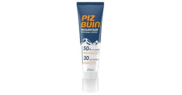 Piz Buin Mountain Crema Solar Facial SPF50 y Protector Labial SPF30 20 ml