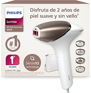 Philips Lumea 8000 Series IPL Hair Removal Device Laser Hair Removal Alternative, SenseIQ Technology, 4 Accessories for Body, Face, Bikini and Underarm, Model BRI948/00