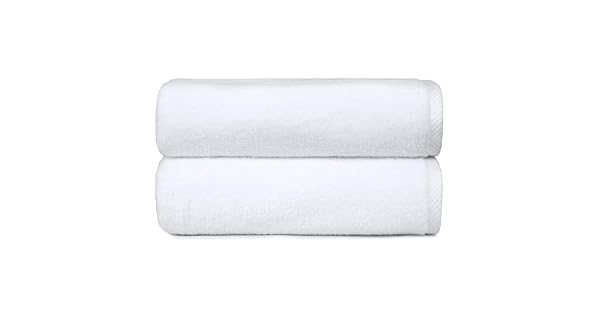 Amazon Basics Juego Toallas Bao 100 Algodn Toalla Ducha 70x140 cm Blanco Pack 2 Unidades