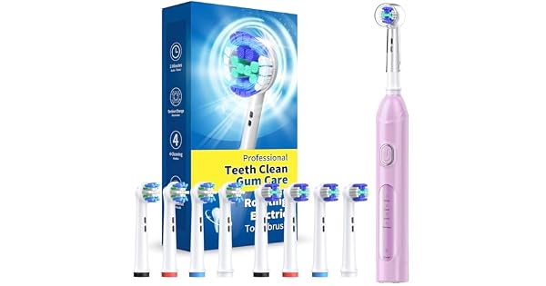 TEETHEORY Cepillo Elctrico Giratorio 8 Cabezales 4 Modos Limpieza Blanco