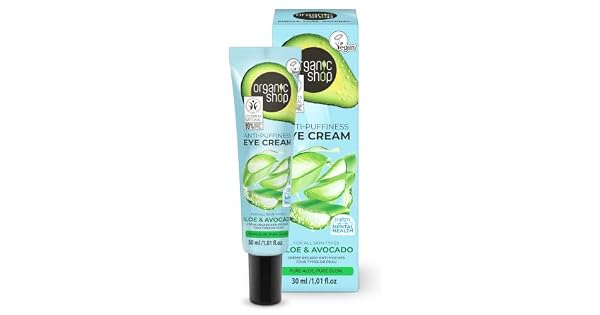 CREMA PARA EL CONTORNO DE LOS OJOS ANTIHINCHAZN PARA TODO TIPO DE PIEL AGUACATE Y ALOE DE ORGANIC SHOP 30 ML