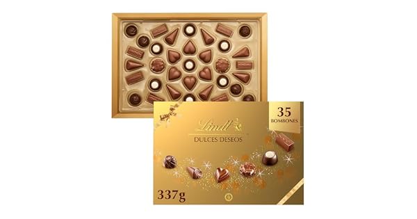 Lindt Dulces Deseos Caja de bombones de chocolate surtidos chocolate con leche chocolate negro chocolate blanco bombones para regalar caja de bombones 337 g