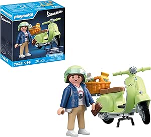 PLAYMOBIL Cars 71621 1969 Vespa 150 Sprint Veloce, Light Green, True Model for Collectors and Fans, Includes Versatile Accessories and Various Saddle Options