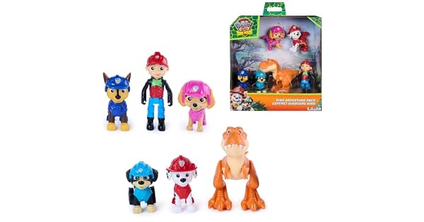 Paw Patrol The Dino Movie Set de Aventuras con Dinosaurios colecciona 6 Figuras de accin como Ryder Rex y el T Rex Timmy Juguetes para nios y nias preescolares a Partir de 3 aos