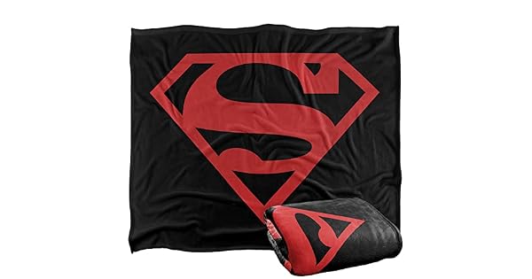 LOGOVISION Superman Rojo On Negro Shield Manta sper Suave con Tacto Sedoso  152 x 127 cm